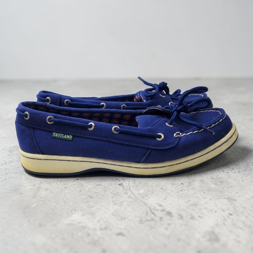 Eastland Chicago Cubs Navy Blue Boat Shoes Womens MLB Fan Gear Loafers 8.5‎